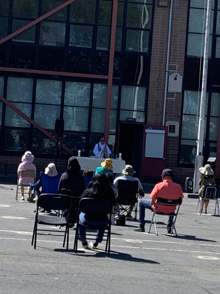 Outdoor Mass in the school yard