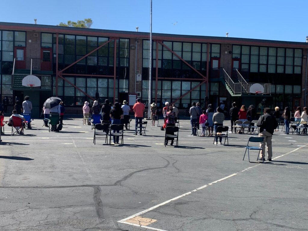 Outdoor Mass in the school yard